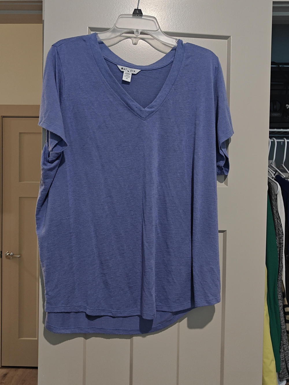 Athleta Lavender Blue V-Neck Short Sleeve Tee